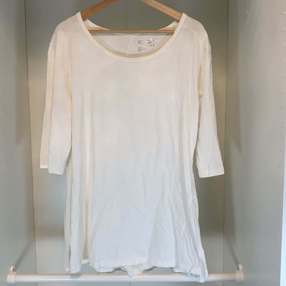 NWOT Terra & Sky 0X White 3/4 length sleeve Tunic